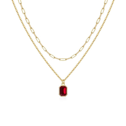 Collier en rubis superposé avec Trombone | Or