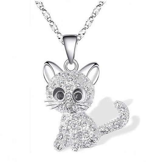 Collier avec des chatons et des brillants colorés | Or blanc