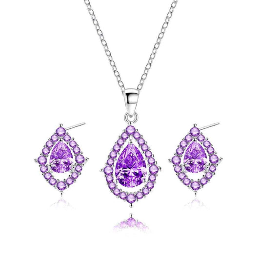 Collier et boucles d'oreilles en améthyste Nadine | Or