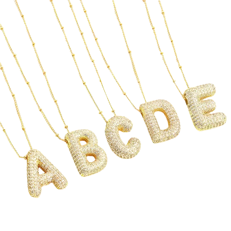 Collier initial en lettres bulles | Or