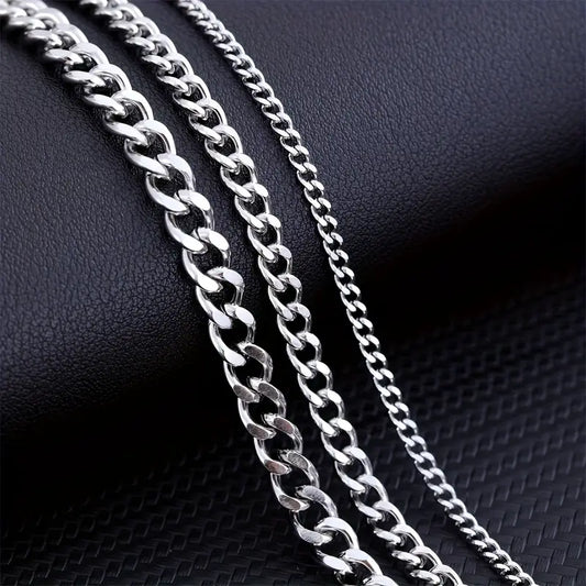 Collier minimaliste avec chaîne cubaine pour hommes | Or blanc