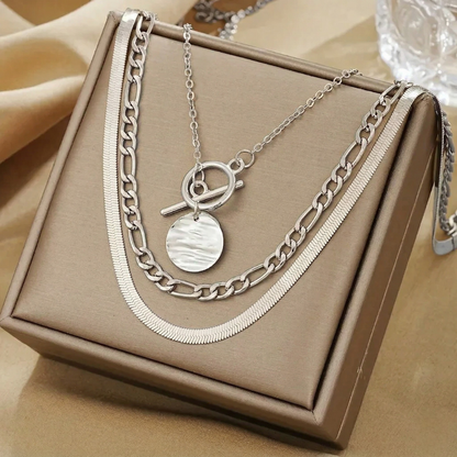 Collier superposé en pièce texturée Savira | Or