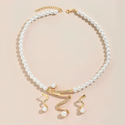 Ensemble cadeau en perles naturelles : collier et boucles d'oreilles | Or