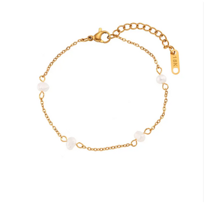 Ensemble complet de collier et bracelet avec des marguerites en acier inoxydable | Or