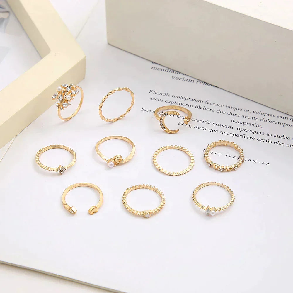 Ensemble de 10 anneaux d'assistance ornés d'or blanc et d'or | Or blanc