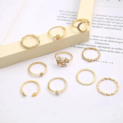 Ensemble de 10 anneaux d'assistance ornés d'or blanc et d'or | Or blanc