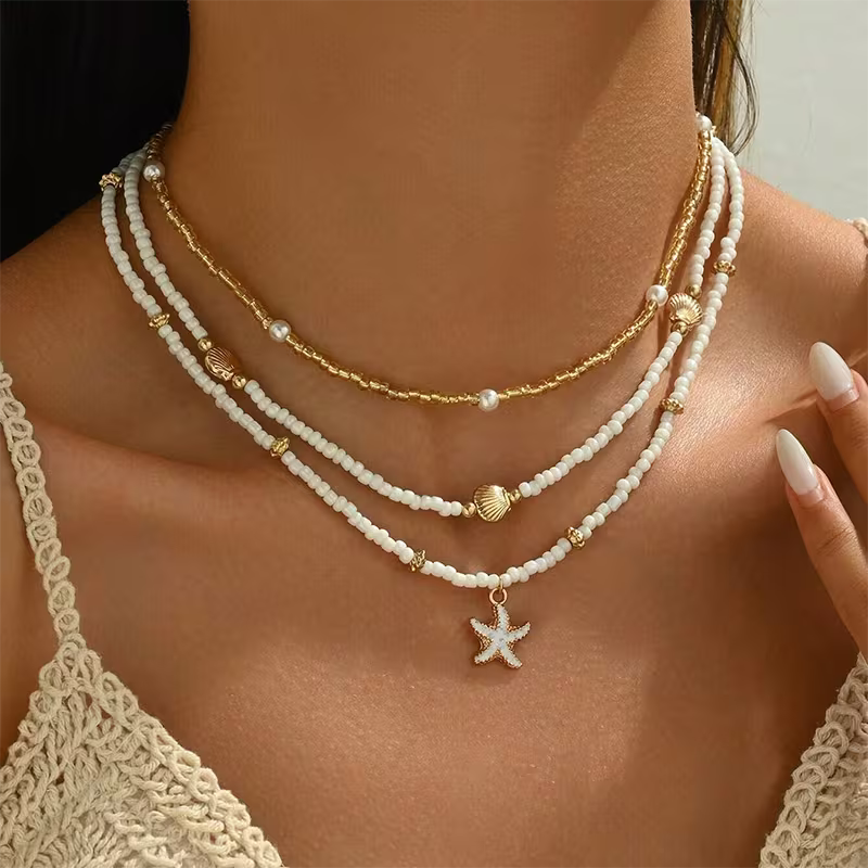 Ensemble de 3 colliers en tortue | Or