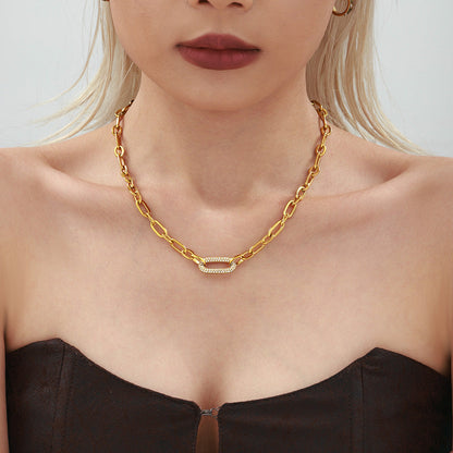 Ensemble de bijoux en chaîne épaisse pavée | Or