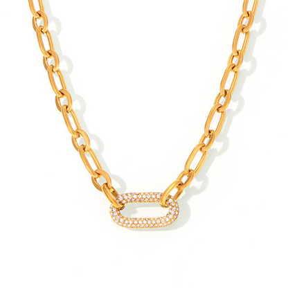 Ensemble de bijoux en chaîne épaisse pavée | Or