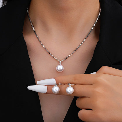 Ensemble de bijoux en perles | Or blanc
