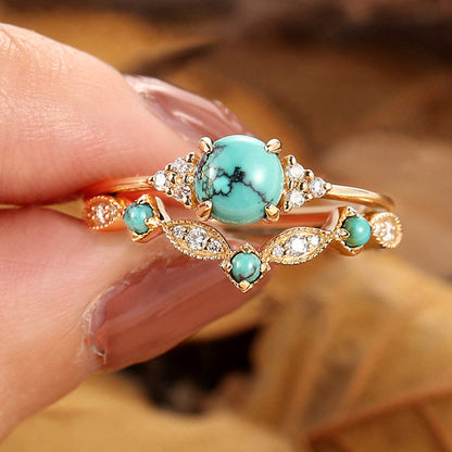 Ensemble de bagues avec turquoise | Or