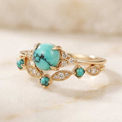 Ensemble de bagues avec turquoise | Or