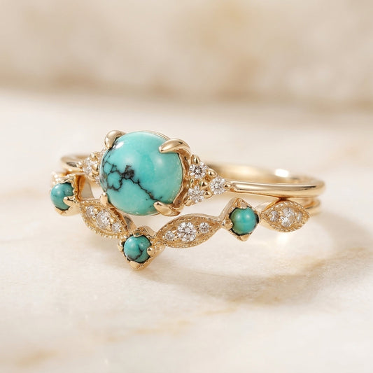 Ensemble de bagues avec turquoise | Or