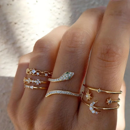 Ensemble de bagues rétro brillantes | Or