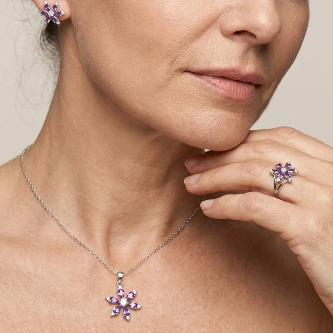 Ensemble de bijoux améthystes | Or blanc