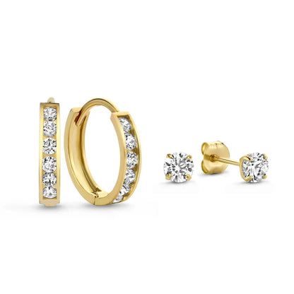 Ensemble de boucles d'oreilles « Dara brillant » avec pierres | Or