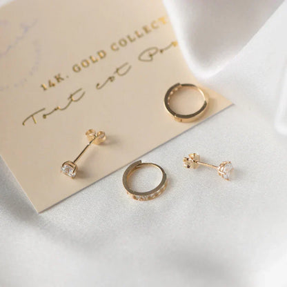 Ensemble de boucles d'oreilles « Dara brillant » avec pierres | Or