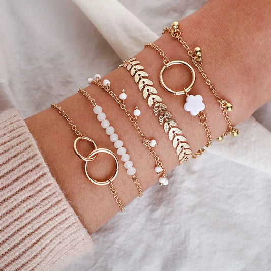 Ensemble de bracelets bohème en couleur or | Or