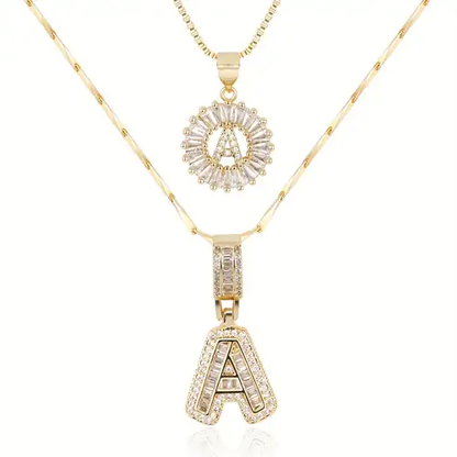 Ensemble de colliers avec initiales | Or blanc