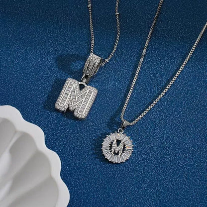 Ensemble de colliers avec initiales | Or blanc