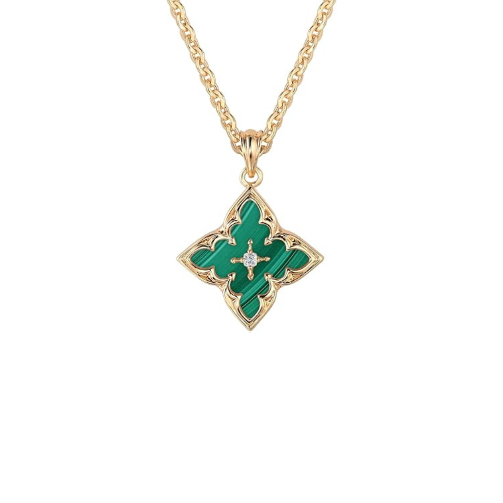 Pendentif trèfle émeraude | Or